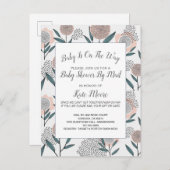 Baby shower per posthand getrokken Roos Floral Uitnodiging Briefkaart (Voorkant / Achterkant)