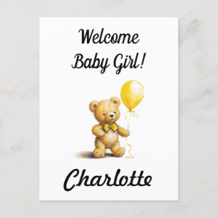Baby Shower, Persoonlijke Teddybeerkaart, Uniseks, Briefkaart