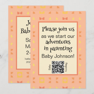 Baby Shower Perzik Geel Geometrische QR Code Kaart