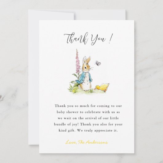 Baby shower Peter lapin Carte de remerciements (Devant)