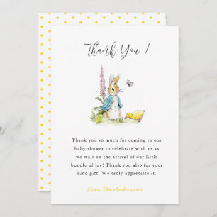 Baby shower Peter lapin Carte de remerciements