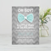 Baby shower Petit Homme Invitation Bow Cravate Ble (Debout devant)