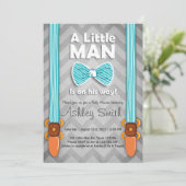 Baby shower Petit Homme Invitation Bow Cravate Ble (Debout devant)