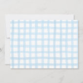 Baby shower photo Blue En vichy Boy Carte de remer (Dos)