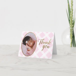 Baby shower photo Chic Pink Girl Carte de remercie