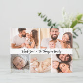 Baby shower Photo Collage Handlettering Script Bedankkaart (Staand voorkant)