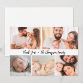 Baby shower Photo Collage Handlettering Script Bedankkaart (Voorkant / Achterkant)