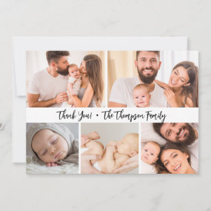 Baby shower Photo Collage Handlettering Script Bedankkaart