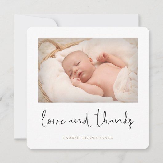 Baby shower photo moderne simple Carte de remercie (Devant)