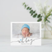 Baby shower photo simple Blue Heart Boy Merci (Debout devant)
