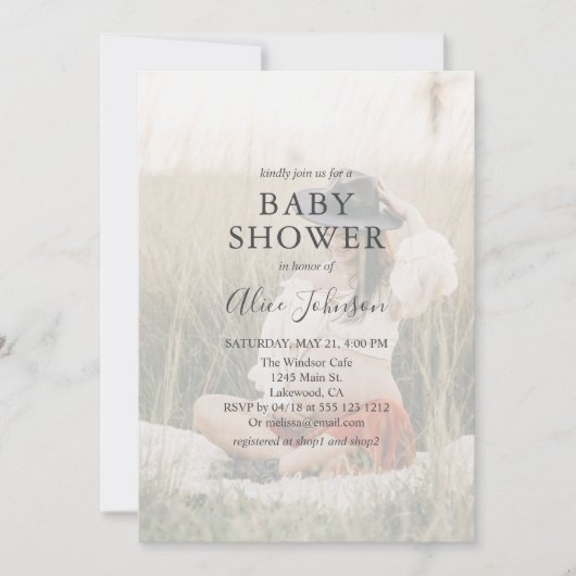 Baby shower photo simple et élégant Invitation (Devant)