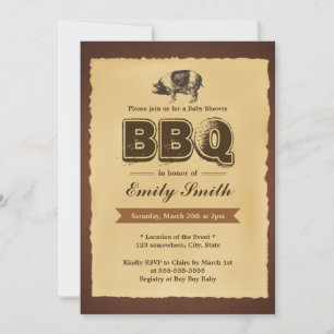  Baby shower Pig Roast BBQ Party Kaart