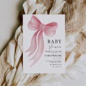 Baby shower Pink Bow Invitation Kaart