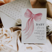 Baby shower Pink Bow Invitation Kaart