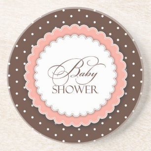 Baby shower Pink Brown Zandsteen Onderzetter
