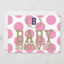 baby shower PINK Geïnspireerd Uitnodigingsgoud Gli Kaart