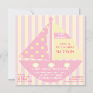 Baby shower PINK SAILBOAT Kaart