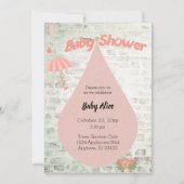 Baby shower Pink Umbrella Distressed Invitation (Devant)
