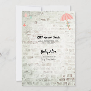 Baby shower Pink Umbrella Distressed Invitation