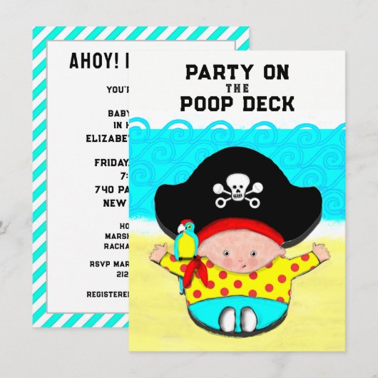 Baby shower Pirate Thema Kaart (Voorkant / Achterkant)