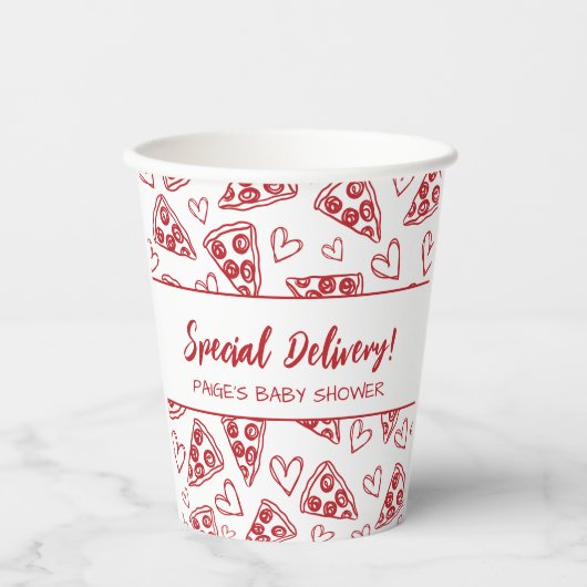 Baby Shower Pizza Party Italian Special Delivery Papieren Bekers (Voorkant)