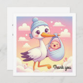 Baby shower platte Kaart dank u (Voorkant / Achterkant)