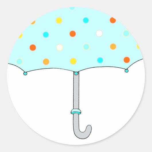 Baby shower Polka Dot Umbrella Ronde Sticker (Voorkant)