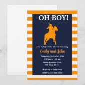 Baby shower Polo invitation bleu orange (Devant / Derrière)