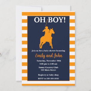 Baby shower Polo invitation bleu orange