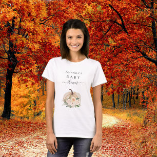 Baby shower pompoen crème bloemen herfst meisje t-shirt