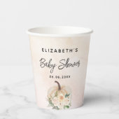 Baby shower pompoen herfst crème roos goud papieren bekers (Achterkant)