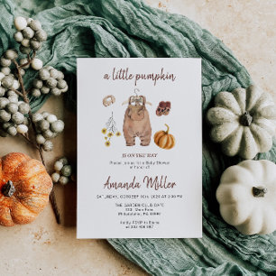 Baby shower pompoen minimalistische Baby Save The Date