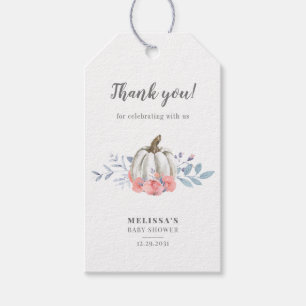 Baby shower pompoen Waterverf Roze rozen Floral Cadeaulabel