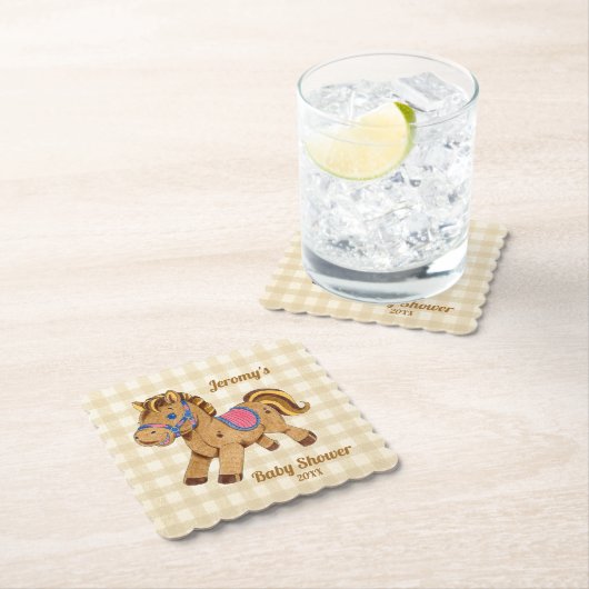 Baby Shower Pony Coaster Kartonnen Onderzetters (Insitu)