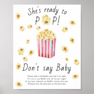 Baby shower popcorn - Affiche Ne dites pas bébé