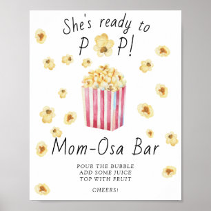 Baby shower Popcorn - bar Mom-osa Affiche