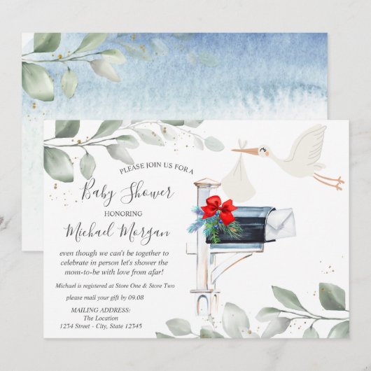 Baby shower Postbus per post opslaan Kaart (Voorkant / Achterkant)