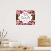 Baby shower Poster de animal Brown, Pink Zebra Str (Cuisine)