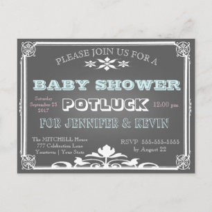 Baby Shower   POTLUCK   schoolbord Uitnodiging Briefkaart