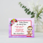 Baby shower pour fille, carte postale pour bébé ro (Debout devant)