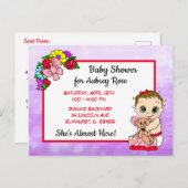 Baby shower pour fille, carte postale pour bébé ro (Devant / Derrière)