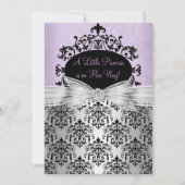 Baby shower pourpre noir Damask Invitation (Devant)