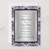 Baby shower pourpre noir Damask Invitation (Dos)