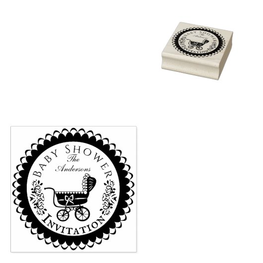 Baby shower Pram Rubber Stamp Rubberstempel (Gestempeld)