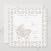 BABY SHOWER PRAM vintage INVITATION SEPIA/WHITE (Dos)