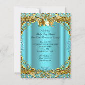Baby shower Prince Gold Blauwgroen Aqua Brunette Kaart (Achterkant)