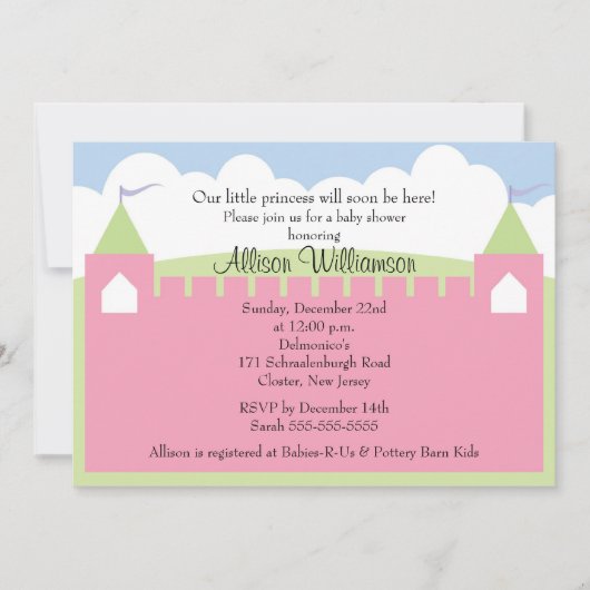 Baby shower Princess Castle Invitation (Devant)