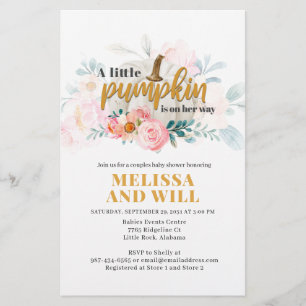 Baby shower Pumpkin Floral Uitnodiging Briefpapier