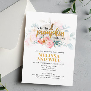 Baby shower Pumpkin Waterverf Floral Kaart