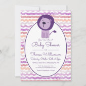 Baby shower | Purple Watercolor Lion Invitation (Devant)